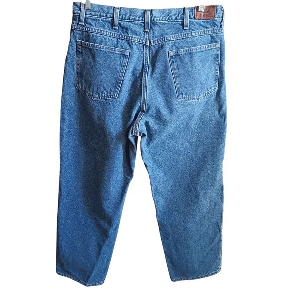 35x29 Vintage L.L. Bean Mens Flannel Lined Jeans Straight Fit Denim 1990's Mex - Picture 1 of 7